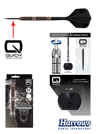 Harrows Wolfram Trinity 23g - QUICK Point - 97% Tungsten Steeldart